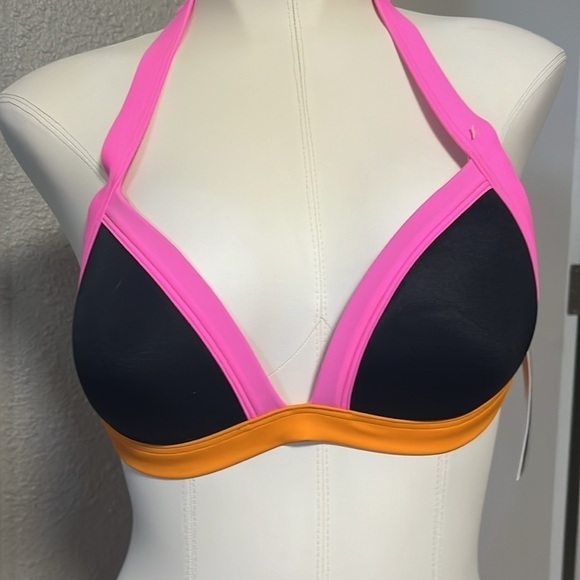 NWT pink swimsuit top only size medium black pink by Victoria secrets PINK - Picture 2 of 9
